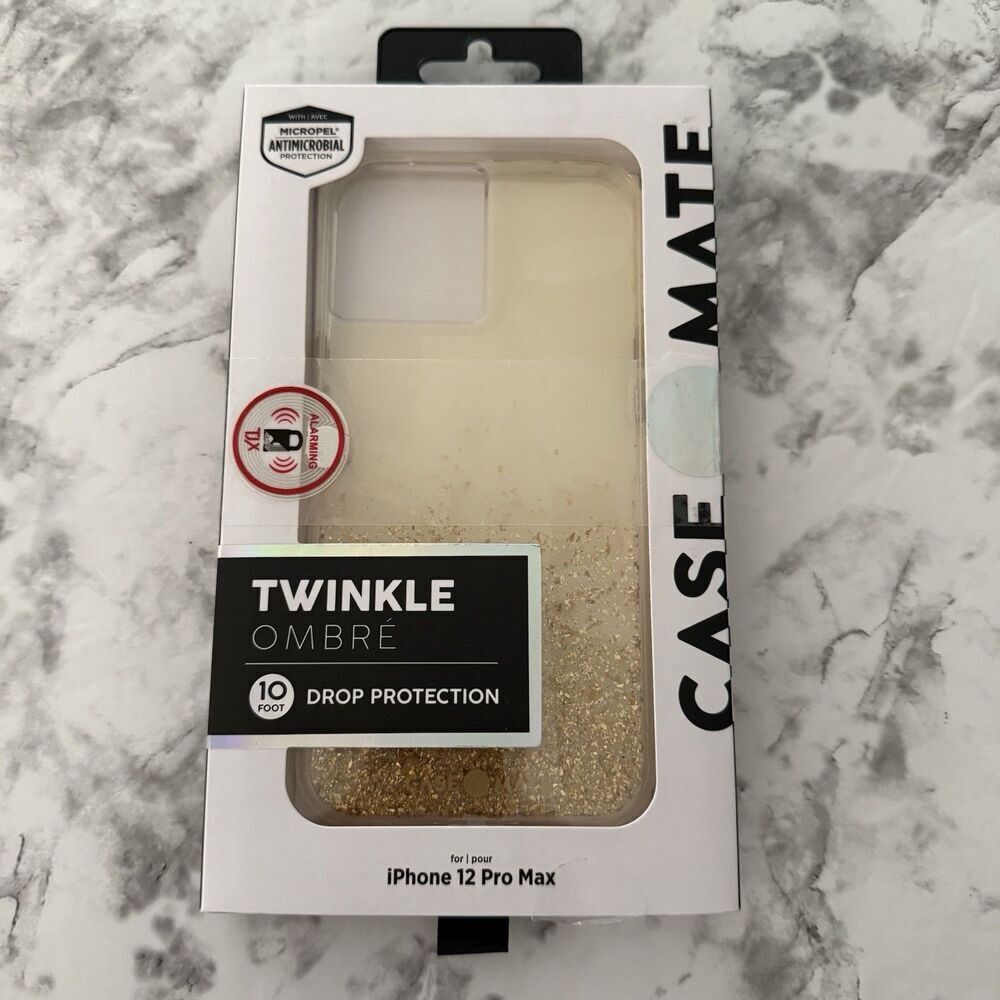 Case Mate iPhone 12 Pro Max Gold Ombre Twinkle Glitter Cellphone Case New